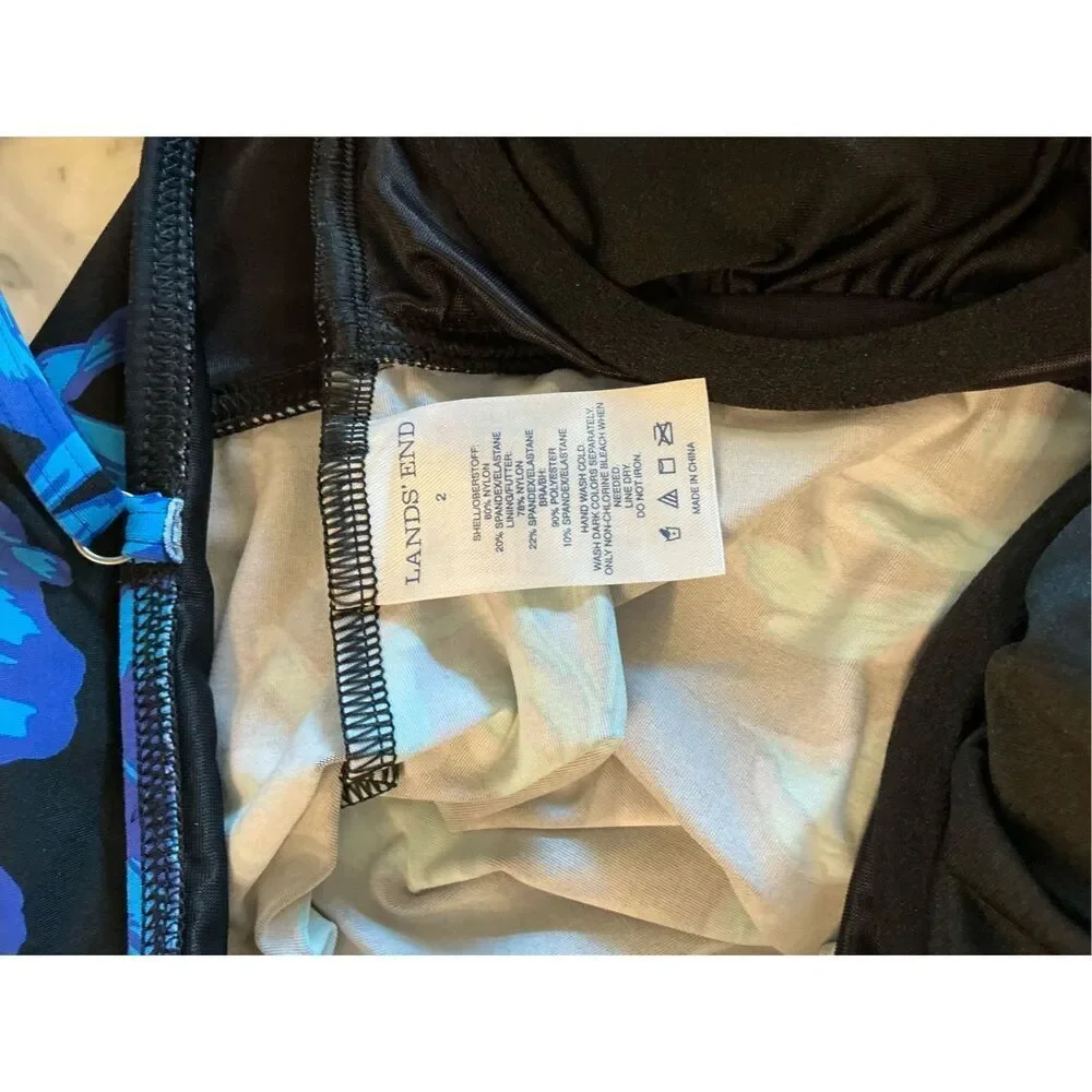 Lands End Swimsuit Top Size 2 Blue with Underwire Tankini‎